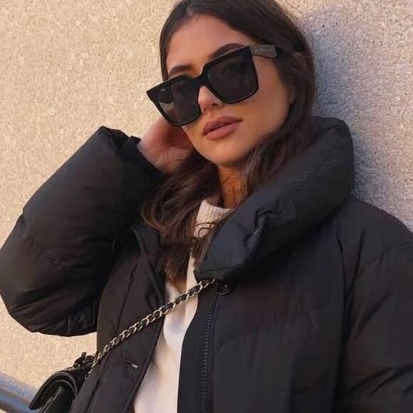 Celine CL4055IN 01B Sunglasses Shiny Black Square Frame, Grey Gradient Lenses - Picture 1 of 12